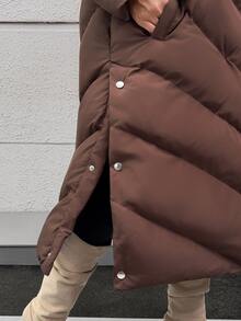Pariaura Women Snap And Pocket Detailed Winter Coats - شوكولاته بني - مشاهدة 8