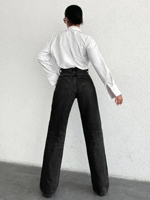 100Cotton Women's Zipper Fly Dark Wash Jeans Everyday Going Out Summer Streetwear Casual - Dark Grey - View 2