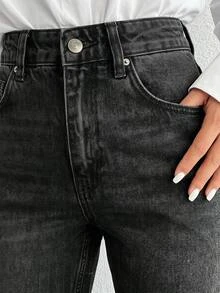 100Cotton Women's Zipper Fly Dark Wash Jeans Everyday Going Out Summer Streetwear Casual - Dark Grey - View 5