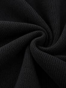 SHEIN Cottnline Damen Große Größen Schwarzer Fledermausärmel Langarm Strickpullover Lockerer Schnitt Minimalistisch Smart Streetwear Lässig Rippen Detail Formal Herbst Urlaub Büro - Schwarz - Übersicht 10