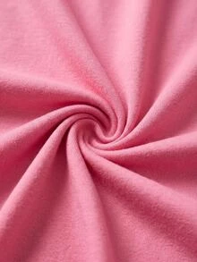 SHEIN طقم بيجامة للنساء مقاس كبير بلون وردي سادة و بنطال بطبعة فيونكة مخططة - وردي - مشاهدة 8