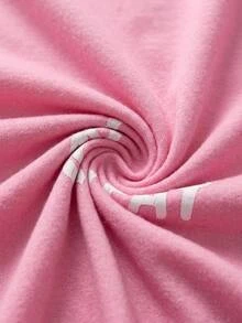 SHEIN Plus Size Pink Letter Print Long Sleeve Lounge Set With Plaid Pants Pajama Night Bridal - Pink - View 9
