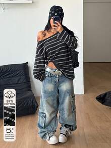 Coolane Women's Spring Goth Grunge Y2K Cupid Graphics Comfortable Asymmetrical Neck Off The Sho - Black - View 7