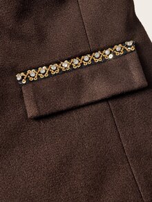 Trelyra Women's Rhinestone Embellished Casual Versatile Commute & Travel Long Sleeve Blazer - Brown - View 10