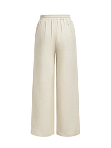 Trelyra Slouchy Loose Fit Versatile Crinkled Texture Double-Breasted Blazer With Elastic Waist Wide-Leg Pants 2 Pieces Set - Beige - View 9