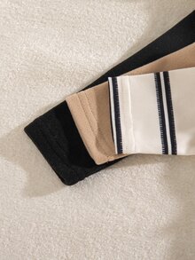 3件組幼兒男童套頭T恤 可愛黑色卡其色白色條紋刺繡長袖小立領 常規版生日派對秋季萬聖節加厚經典款 - 彩色 - 查看 7