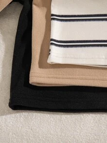 3件組幼兒男童套頭T恤 可愛黑色卡其色白色條紋刺繡長袖小立領 常規版生日派對秋季萬聖節加厚經典款 - 彩色 - 查看 8