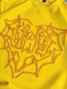 Manfinity Roghcode Manfinity Streetrush 男士淺粉色秋季 Y2K 城市度假風天使丘比特印花刺繡愛心 2 合 1 T恤，2000年代街頭風 Tee - 彩色 - 查看 2