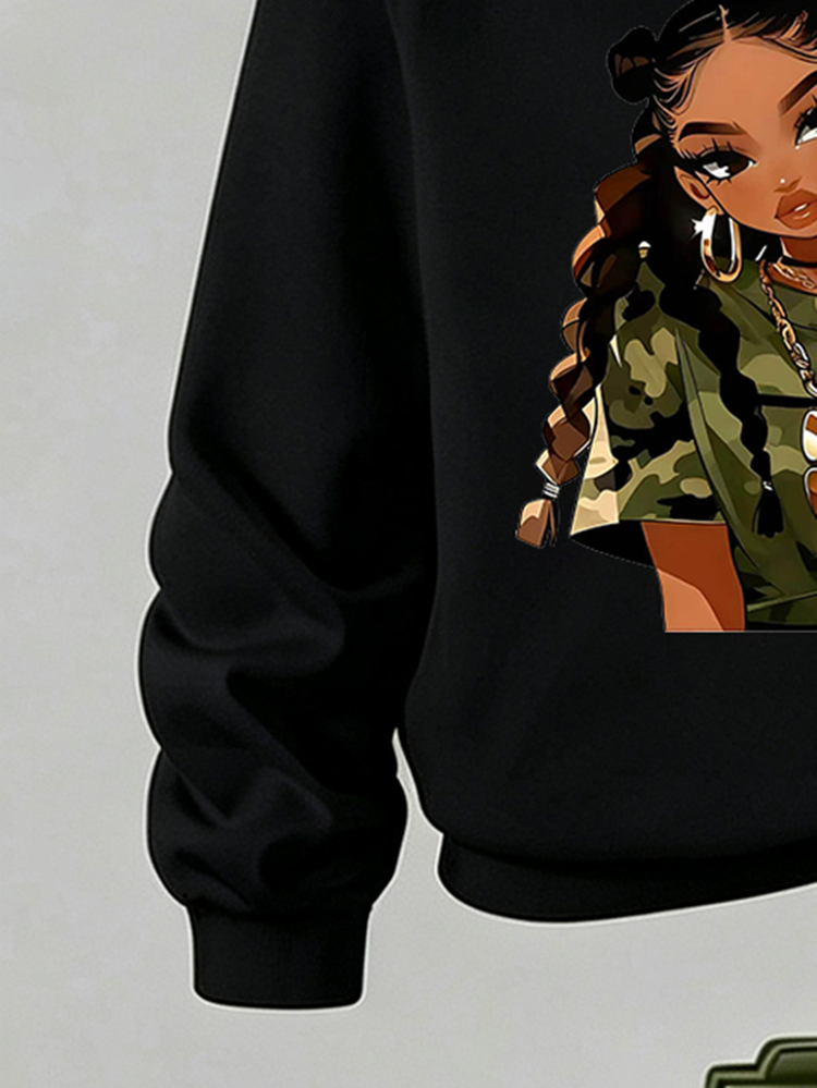 SHEIN Explorewe Young Girl Casual Fashion Camouflage Sweet Cool Pattern Hoodie Sweatpants 2-Piece Set, Suitable For Fall, Perfect For Holiday Gatherings, 7th Birthday - Multicolor - View 5