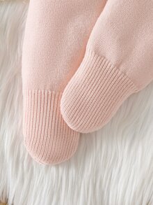 SHEIN 女嬰女童針織毛衣套裝，嬰兒幼童圓領套頭長袖毛衣，舒適適合秋冬，麻花編織設計，時尚潮流 + 針織連腳長褲，2件套，粉色，適合日常穿著，溫柔優雅時尚，適合外出與旅行 - 粉色 - 查看 7