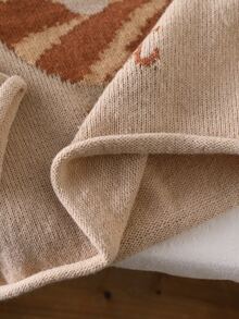 Young Girl Donut & Letter Pattern Sweater Autumn Winter - Khaki - View 10
