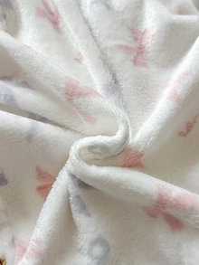 SHEIN Baby Girl Autumn/Winter Bow Print Flannel Hooded Romper, Cute Casual Daily Wear, Suitable For Autumn/Winter - White - View 8