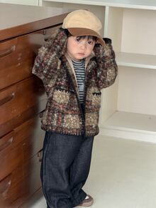 DAZY Infant (Boy) Hooded Plaid Long Sleeve Autumn/Winter Jacket - Brown - View 4