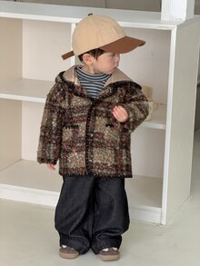 DAZY Infant (Boy) Hooded Plaid Long Sleeve Autumn/Winter Jacket - Brown - View 6
