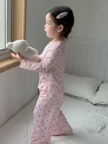 DAZY Infant (Girl) Round Neck Long Sleeve Spring/Summer 2 Pieces Set Loungewear - Baby Pink - View 7