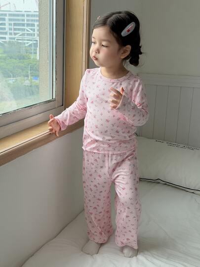 DAZY Infant (Girl) Round Neck Long Sleeve Spring/Summer 2 Pieces Set Loungewear