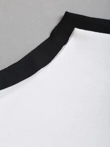 Sweetra 2pcs/Set New Summer Asymmetrical Shoulder Casual Loose Comfortable Commuting Fashionable Versatile Short Sleeve White And T-Shirts - Black and White - View 4