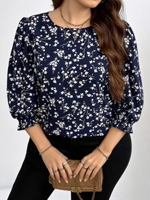 SHEIN Clasi 大码女式碎花衬衫，优雅秋季 - 彩色 - 查看 5