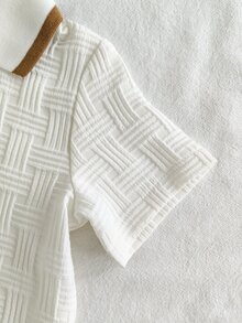SHEIN Vintaside Kids 男嬰夏季休閒套裝，百搭組合，適合日常休閒、公園散步 - 卡其色 - 查看 7