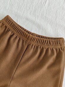 SHEIN Vintaside Kids 男嬰夏季休閒套裝，百搭組合，適合日常休閒、公園散步 - 卡其色 - 查看 8