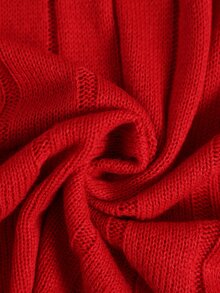 Elaquor Plus Size Women's Cable Knit Round Neck Long Sleeve Casual Knit Dress Winter - Red - View 7