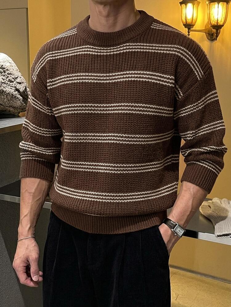 DAZY Men's Autumn Striped Crew Neck Long Sleeve Casual Sweater - Multicolor - View 7