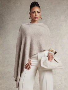 Silquee Women's Oatmeal-Colored Knit Top With Button Detail And Asymmetrical Hem – Versatile For Autumn/Winter Elegant Style, Casual Occasions, Formal - Khaki - View 8