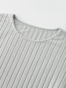 Balvessa Women's T-Shirt, Autumn/Winter Brushed Long Sleeve T-Shirt, Button Decor T-Shirt, Autumn/Winter Base Layer T-Shirt, Ribbed Fabric T-Shirt - Grey - View 4