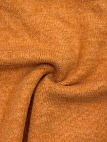 Trelyra Women's Oversized Orange Marled Knit Cardigan Sweater With Large Fur Collar, Zipper Front And Dropped Shoulders - Orange - View 6