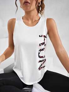 SHEIN Sports Cut Out 2 In 1 Crop Sports Long Sleeve Tee Fitted Shirtworkout Tank Top - White - View 7