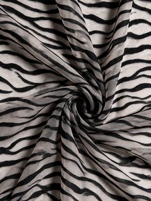 BamGleam 2026 Fall/ Early Zebra Print Sexy Sheer Jumpsuit With Skirt 2 Pieces Set For Women, Party Night Out Club Going Out And Date Black Halloween - Black - View 7