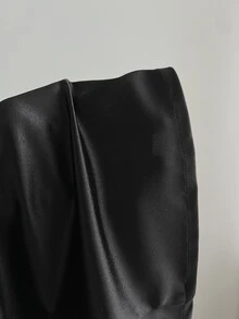 Elamini 女款秋冬黑色緞面手工盤扣立領前開襟修身長袖夾克襯衫，復古新中式風，通勤辦公職場出遊約會大學日常百搭 - 黑色 - 查看 8