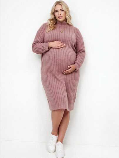 Plussiva Plus Size Solid Color Casual Daily Wear Summer Dress For Pregnant Women