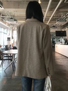 DAZY Women's Herringbone Wool Blend Loose Long Sleeve Casual Formal Korean Style Autumn/Winter Blazer - Brown - View 7