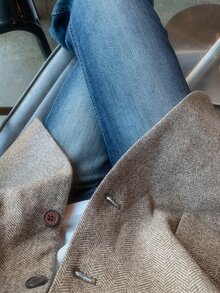 DAZY Women's Herringbone Wool Blend Loose Long Sleeve Casual Formal Korean Style Autumn/Winter Blazer - Brown - View 4