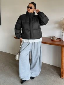Dazy Plus Thermal Lined Thick All-Match Black Versatile Blogger Casual Cargo Autumn/Winter Women's Padded Coat Homewear Office - Black - View 5