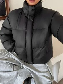 Dazy Plus Thermal Lined Thick All-Match Black Versatile Blogger Casual Cargo Autumn/Winter Women's Padded Coat Homewear Office - Black - View 3