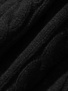 DAZY Autumn/Winter Black Half-Zip Cable Knit Embroidered Chest Pattern Korean Style Men's Sweater - Black - View 9