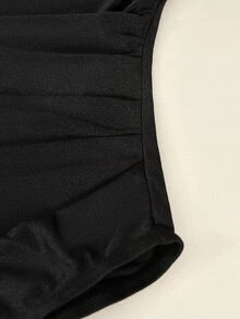 GlowEve Women's Autumn Contrast Lace Cowl Neck Long Sleeve Elegant Bodysuit - Black - View 7