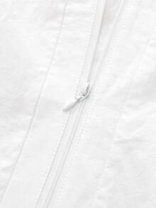 GlowEve Women's Fall Versatile Minimalist Elegant White Zipper Collar Long Sleeve Shirt Office - White - View 7