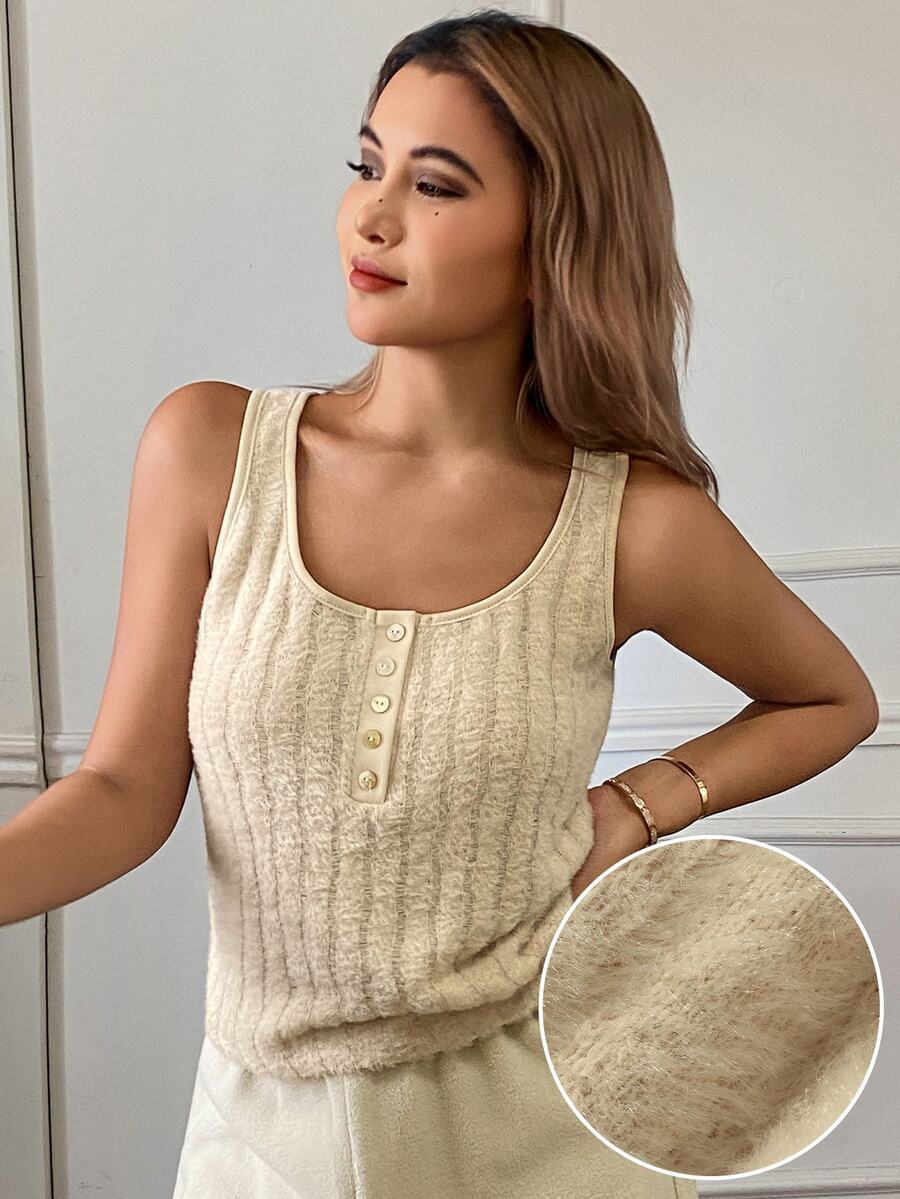 Livesso Women's Solid Color Casual Daily Wear Base Layer Top - Apricot - View 1