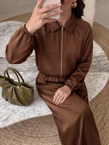 Rue Lumi New Fall Baseball Jacket For Women Everyday Coffee Brown Casual Smart Casual Business Casual Office - Brown - View 7