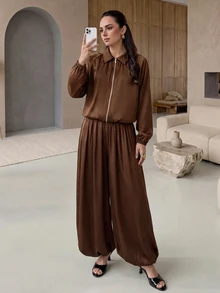 Rue Lumi New Fall Baseball Jacket For Women Everyday Coffee Brown Casual Smart Casual Business Casual Office - Brown - View 3