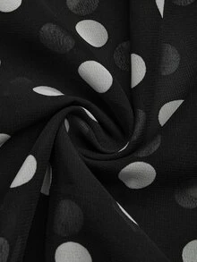 DreamSkyne Plus Size Women Chiffon Polka Dot Double Hem Slim Backless Criss-Cross Strap Tank Top - Black and White - View 11