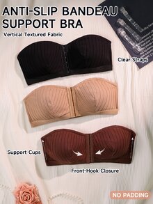 SHEIN 3pcs Fashionable Minimalist Comfortable Bandeau Bra Set - Multicolor - View 1