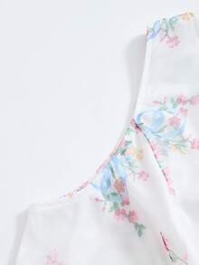 DreamSkyne Plus Size Women's Overlap V-Neck Sleeveless Waist Tie Print Fashion Elegant Celestial Dress Wedding Formal Party All White Summer - Multicolor - View 7
