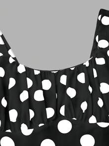 Rometta Plus Size Summer Casual Polka Dot Printed Sleeveless Dress - Black - View 8