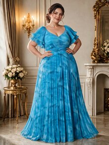 DreamSkyne Plus Size Women's Pleated Tie-Dye Casual Party Summer Dress - Multicolor - View 2
