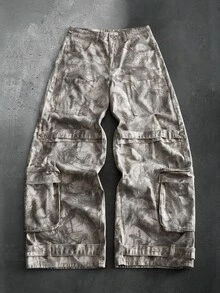 ROMWE MEN Street Life Celana Jeans Pria Motif Kamuflase Longgar - MultiWarna - View 5