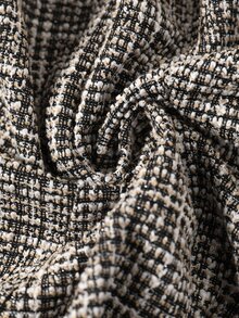Linhara Plus Size Tweed Double-Breasted Grey Button Waist-Cinching Blazer For Commute And Office Formal Fall Elegant Smart - Gold - View 3